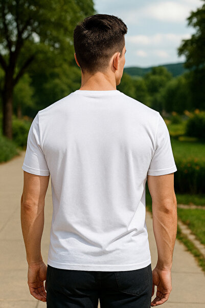 Maccali Ανδρικό κοντομάνικο λευκό μπλουζάκι με λαιμόκοψη