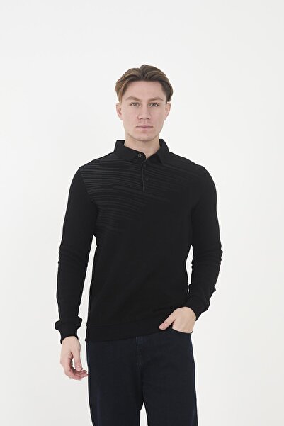 Maccali Men's Classic Button Basic Winter Long Black Polo Neck T-Shirt