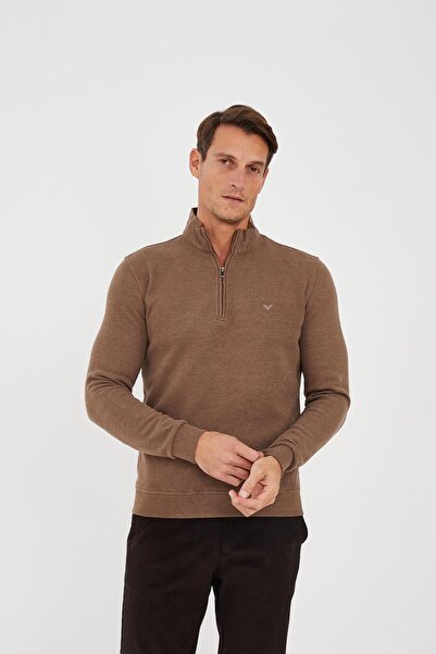 Maccali Ανδρικό φούτερ με μισό φερμουάρ Fisherman Basic Long Mink