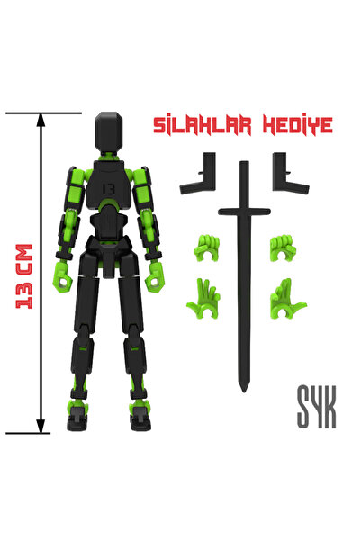 SYK Design Robot 13 Dummy Siyah Yeşil Tüm Eklemleri Hareketli Aksiyon Figürü Oyuncak
