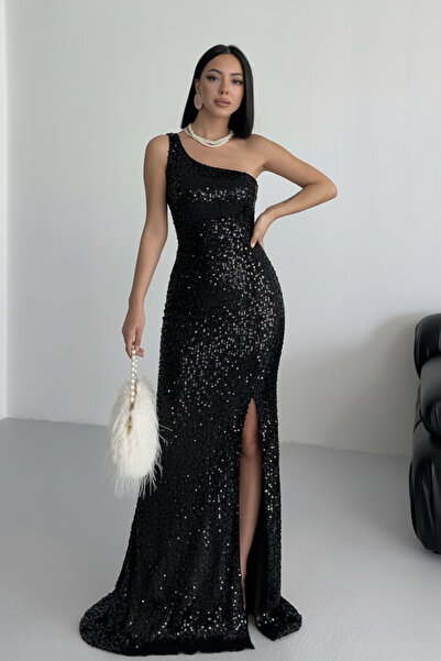 ALFUDO Moda Collection فستان تريند مخملي مزين بالترتر باللون الوردي