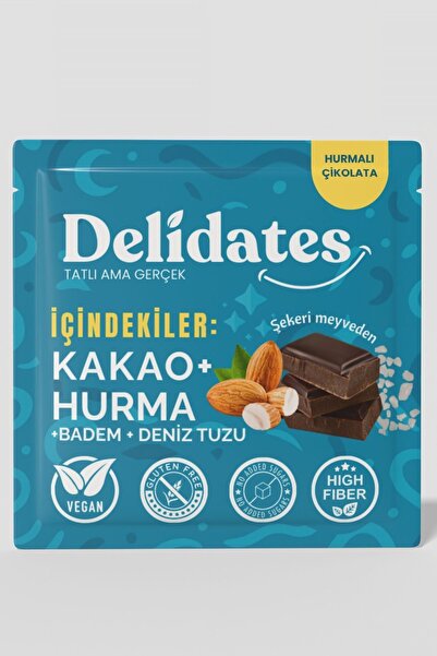 Delidates Bademli & Deniz Tuzlu Hurmalı Bitter Çikolata | Şekeri Meyveden