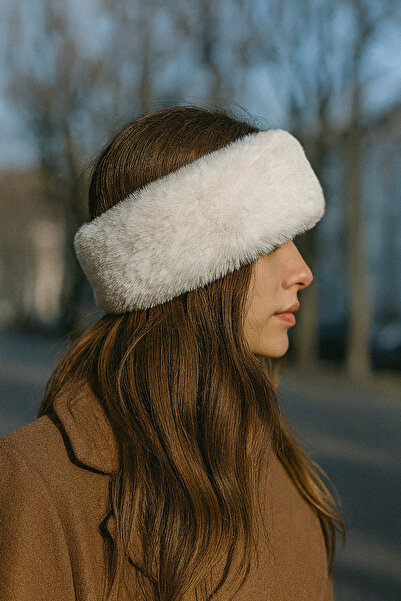 Butik Beyaz Kışlık peluş boyunluk bandana (standarttır)