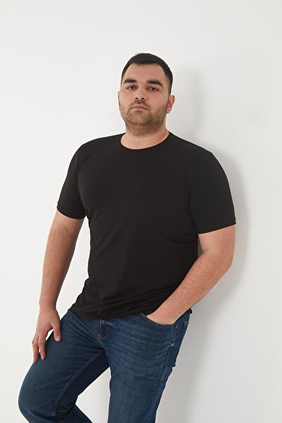 Maccali Men's Slim Fit Oversize Short Sleeve Basic T-Shirt Black