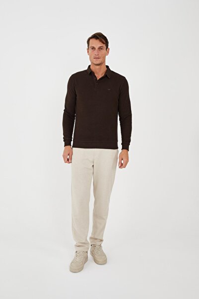 Maccali Ανδρικό μπλουζάκι Elite Comfort Basic Winter Brown Polo με λαιμόκοψη