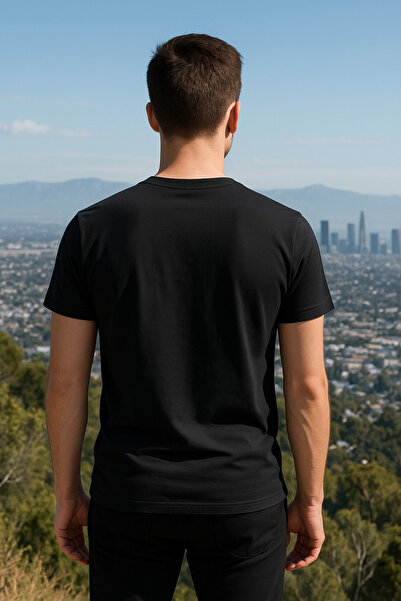 Maccali Men's Crew Neck Cotton Text Print Black T-Shirt