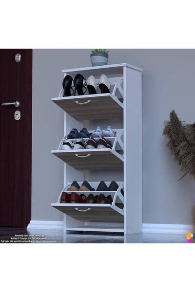 Modilayn WEST Antre 52x116x 26 cm’ lik 3 Düşer Kapak 6 Göz Bölmeli Ayakkabılık