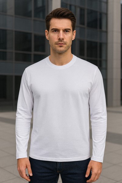 Maccali Ανδρικό μακρυμάνικο casual βασικό λευκό φούτερ