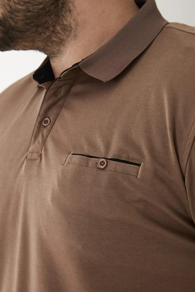 Maccali Men's 3-Piece Basic Large Size Long Polo Neck T-Shirt