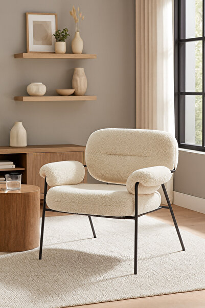 HOMEZ NEED كرسي أريكة بوكليه أبيض