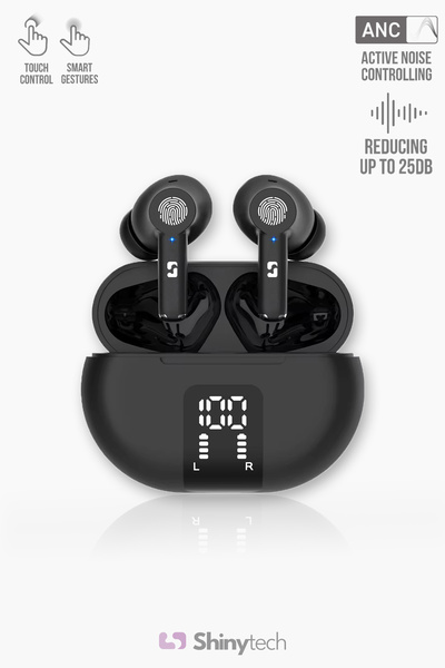 Shinytech Bluetooth Kablosuz TWS Kulaklık – ANC Gürültü Engelleyici Spor ve O...