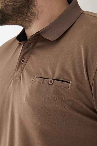 Maccali Men's 5 Li Basic Large Size Long Polo Neck T-Shirt