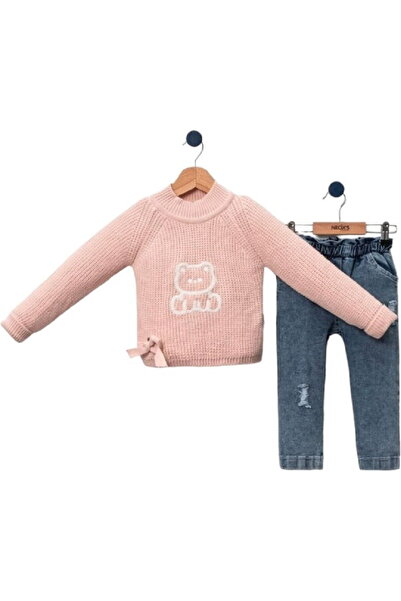 Necix's 235849 Kız Bebek Lyo Ayılı Triko Kazaklı 2'li Takım