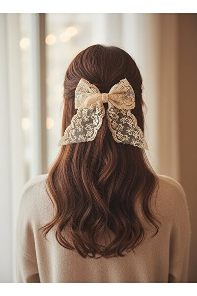 Toka Delisi Transparan Somon Dantel Otomatik Fiyonk El Yapımı Yetişkin Genç K...