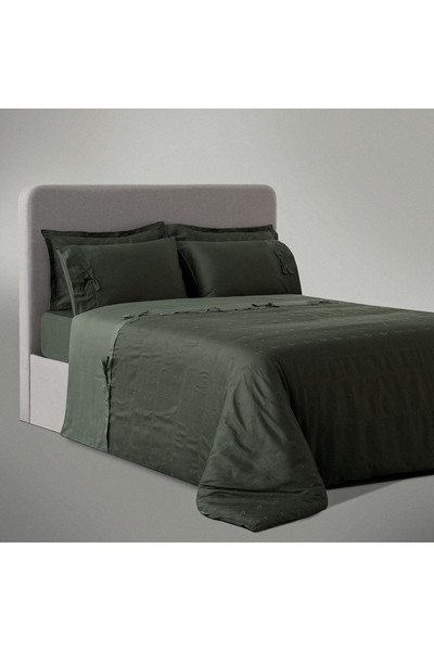 Ecocotton Carmen Battal Boy Nevresim Takımı %100 Organik Pamuk Saten Brodeli Yeşil 240x220 Cm