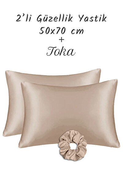 MonoHome 2 штуки розкішних бежевих чохлів для подушок - 100% шовковий сатин