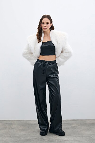 Sateen Чорні шкіряні штани