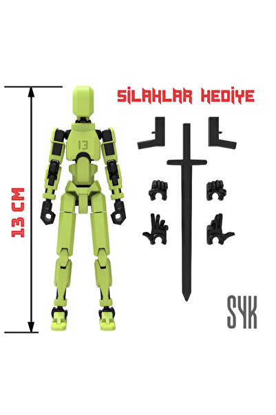 SYK Design Robot 13 Dummy Fıstık Yeşil Siyah Tüm Eklemleri Hareketli Aksiyon ...