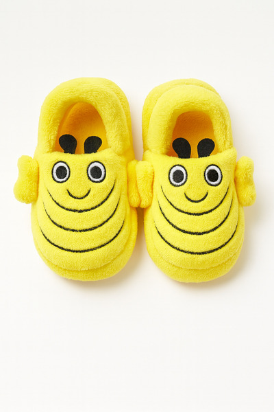 Shoebuo Peluş Arı Figürlü Çocuk Ev Terliği Sandalet (Unisex, Sessiz Taban)