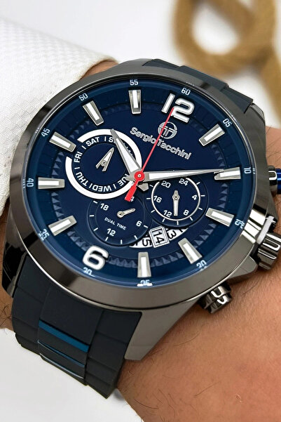 Sergio Tacchini ساعة يد رجالية فاخرة فاخرة بحبل سيليكون مدخن Stsd001