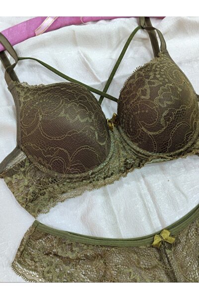 Love Angels Σετ εσώρουχα με δαντέλα χωρίς γέμιση σταυρωτό κορδόνι σουτιέν - Σετ εσώρουχα