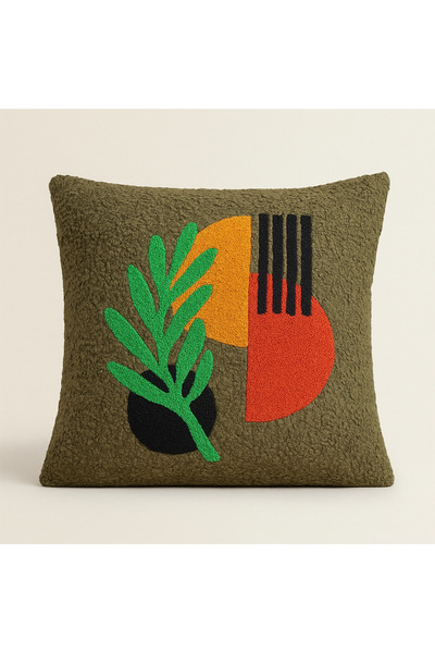 Evondi Paw Embroidered Decorative Throw Pillow 45X45 cm – Washable Textured F...