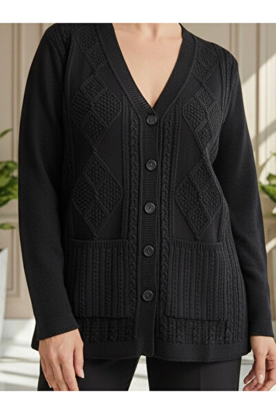 TEK Winter Wool Type Mother Cardigan Without Beads / Black