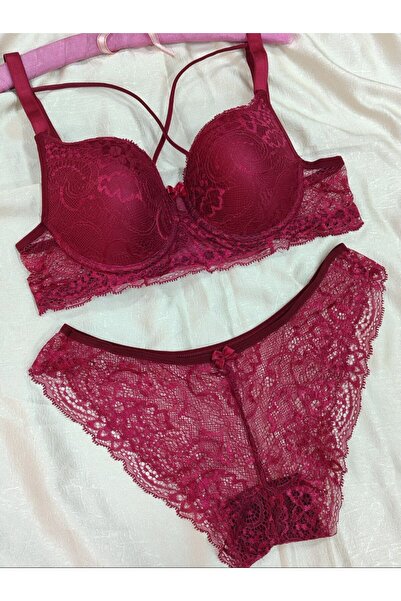 Love Angels Dantel Detaylı Dolgusuz Çapraz İpli Balenli Sütyen Külot Takım - ...