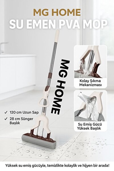 MG HOME Kelebek Mop Sıkmalı Sünger Mop Su Sıkma Aparatlı Zemin Parke Temizlik Mopu Pratik Ev Temizlik Seti