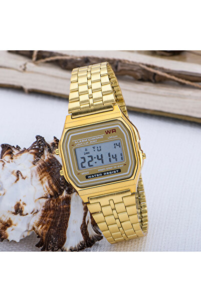 Spectrum Gold Renk Çelik Kordonlu Dijital Retro Kol Saati ST-303615