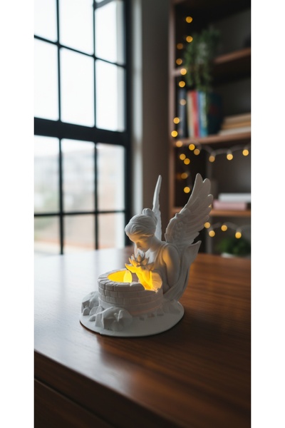 KGBASKI 3D BASKI MELEK VE LOTUS ÇİÇEĞİ LED IŞIKLI MASA ÜSTÜ DEKOR