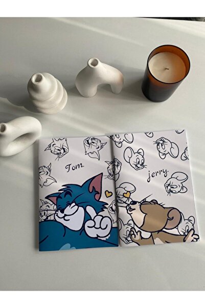İnci Rüyası Hediyelik Tom & Jerry 2-Pack Stapled Notebook - Unlined, A5, Notepad, 30 Pages Gift for Lover, Friend, Bff