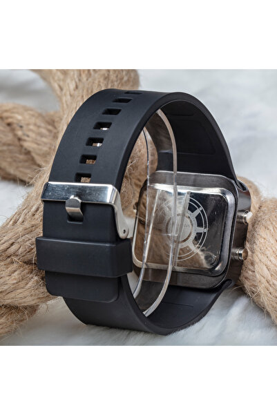 Spectrum Kare Dijital Led Ekran Siyah Renk Silikon Kordonlu Unisex Saat ST-303549