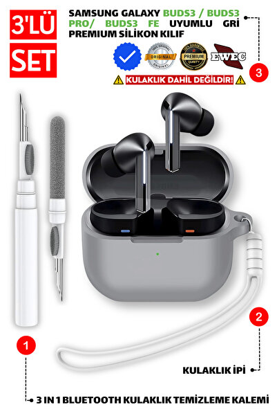 EWEC Samsung Galaxy Buds3, Buds3 Pro, Buds3 FE Uyumlu Silikon Kılıf, Kulaklık...