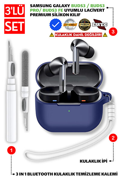 EWEC Samsung Galaxy Buds3, Buds3 Pro, Buds3 FE Uyumlu Silikon Kılıf, Kulaklık...