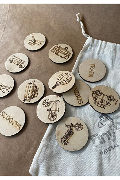 tiny wood Doğal Ahşap Eğitim Kartları: Araçlar Serisi İngilizce Kelime Kartları