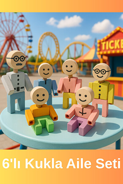 HOBBY HOUSE Wooden Toy 6-Figure Family Set