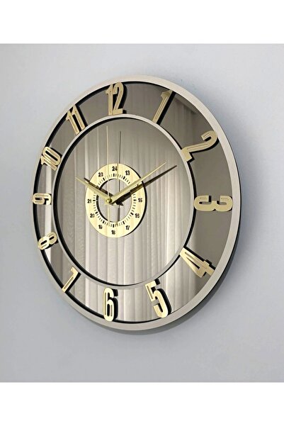 Liysstom ساعة حائط بمرآة 40 سم مرآة فضية