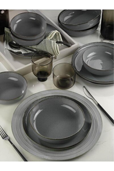 Kütahya Porselen Moderna 18 Parça 6 Kişilik Yemek Takımı Mavi