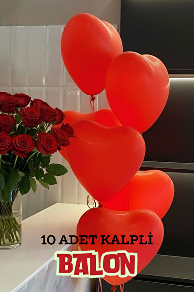 SkyPop Set of 10 Red Heart Plain Balloons, Lover, Special Day, Romantic, Marriage, Birthday.