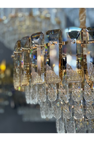 Led YENİ 60 CM KRİSTAL LÜX SALON AVİZE İTHAL KASA GOLD