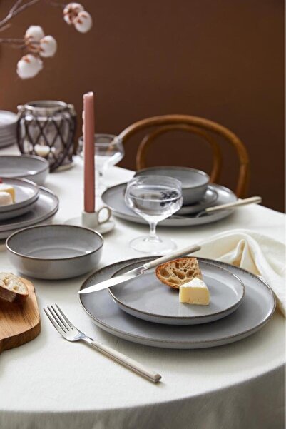 Kütahya Porselen Moderna 24 Parça 6 Kişilik Yemek Takımı Gri