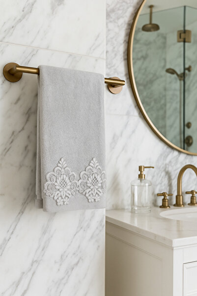 Çeyiz Bahçesi Вельветовий рушник для рук і обличчя з візерунком «Корона» 50/90 см