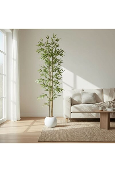 Casco شجرة بامبو صناعية أنيقة بأصيص أبيض 250سم