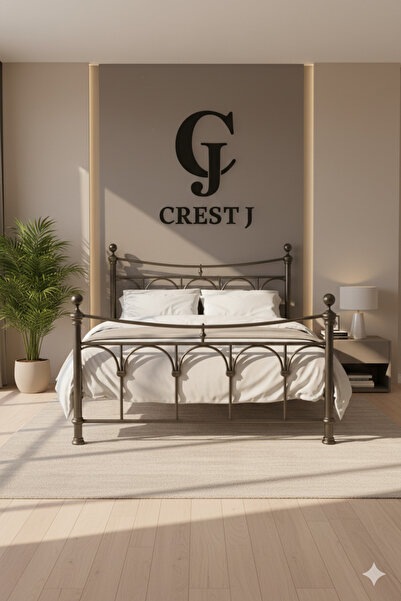 Crestj سرير معدني 190 × 90 سم - سرير لشخص واحد بتصميم أنيق باللون الرمادي