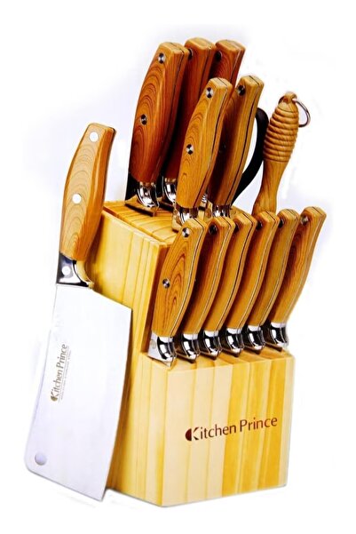 Generic 15-Piece Kitchen Knife Set Silver/Brown