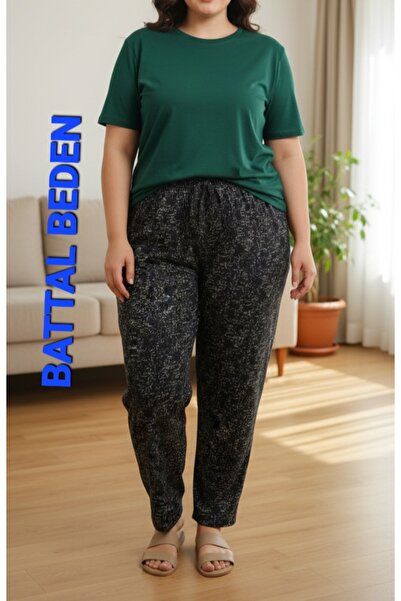 BOYA MODA BÜYÜK EXTRA BATTAL JUMBO BEDEN VİSKON PENYE KUMAŞ 2 YAN CEPLİ PANTO...