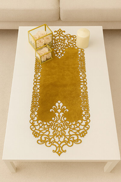 Ergüven Home Aleer din Tesatura din piele intoarsa galben mustar 40x100 Cm Ma...