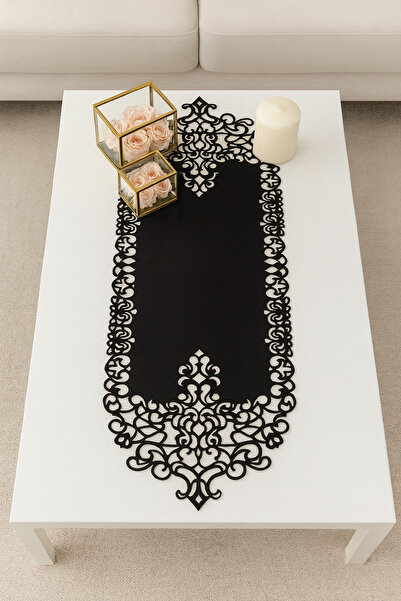 Ergüven Home Masuta de cafea Runner din Tesatura Neagra Dimensiune 40x100cm