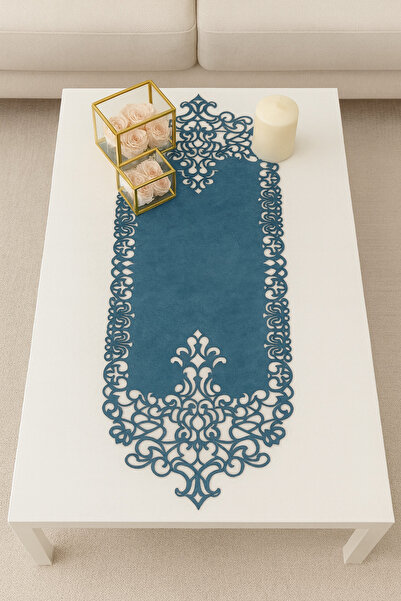 Ergüven Home Синя замша тканина бігунок 40x100 см довжина для столика - сучас...